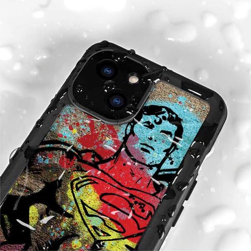 DC Comics Superman Color Splatter iPhone 15 Plus Waterproof Case